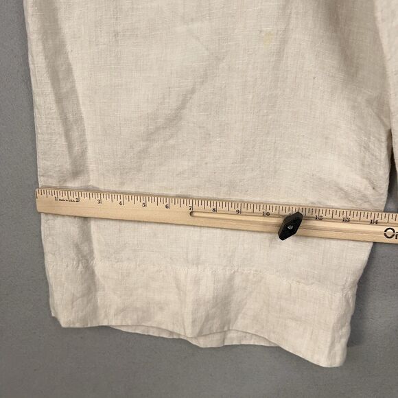 GAP Pants Womens 12 Beige Linen Wide Leg Culottes Cropped Pleated Minimal Resort - Picture 13 of 16